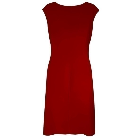 Lauren by Ralph Lauren Red Cap Sleeve Drape Neck Sheath Cocktail Dress Size 6 - Picture 6 of 13